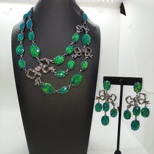 Lariat Necklace, Bling Layered Necklace, CZ Statement Necklace, CZ Earrings